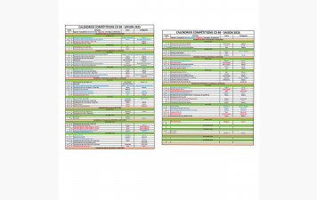 Calendrier des compétitions 2025/2026