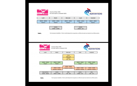 Planning vacances de février